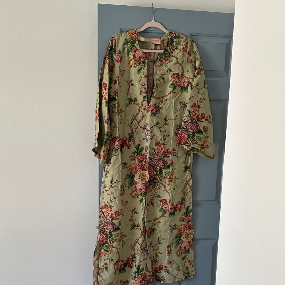 Sarah Bray Bermuda - Schumacher Linen Floral Chintz Kaftan Caftan L/XL